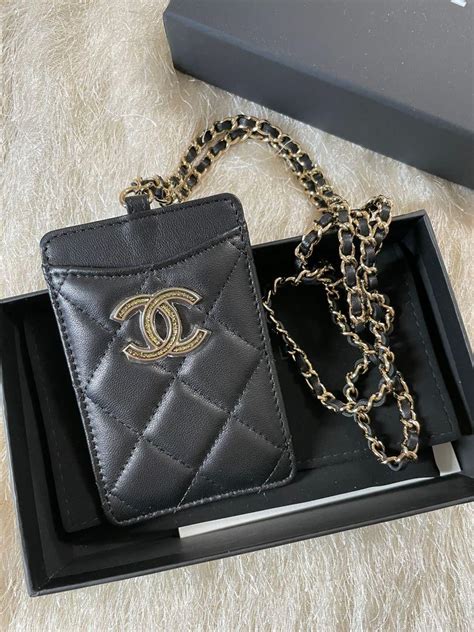 chanel card holder lanyard|Chanel card holder zip wallet.